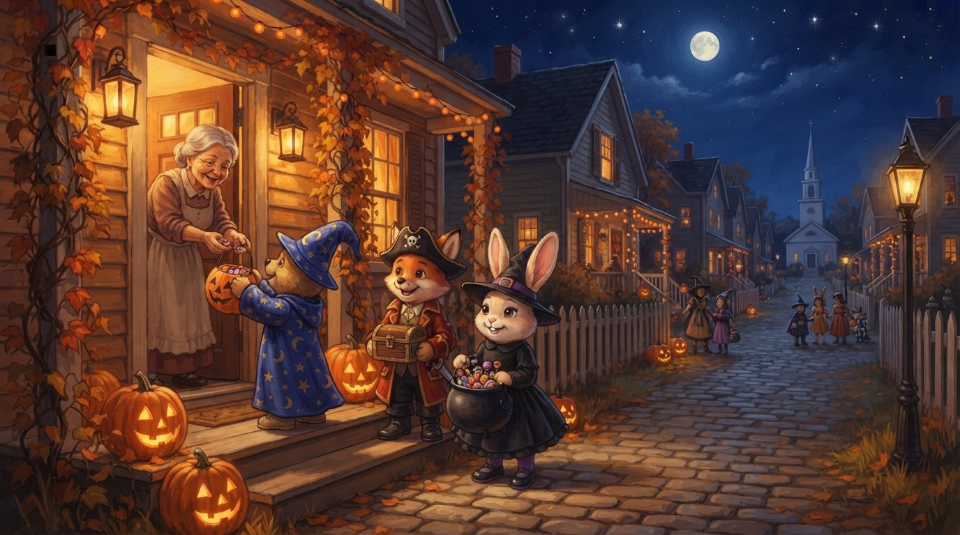 Fred Bear and friends Trick-or-Treating